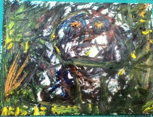 "The Ghosts Unexpectedly Inevitably Try to Push Themselves to The Surface." (2017, acrylic on paper)